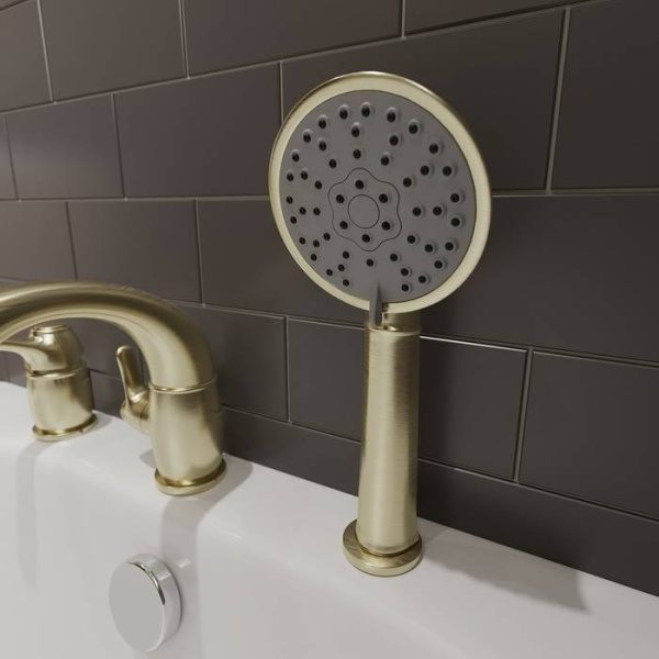 Смеситель на борт ванны на 3 отверстия с керамическим дивертором, IDDIS Oldie OLDBR30i07, бронза